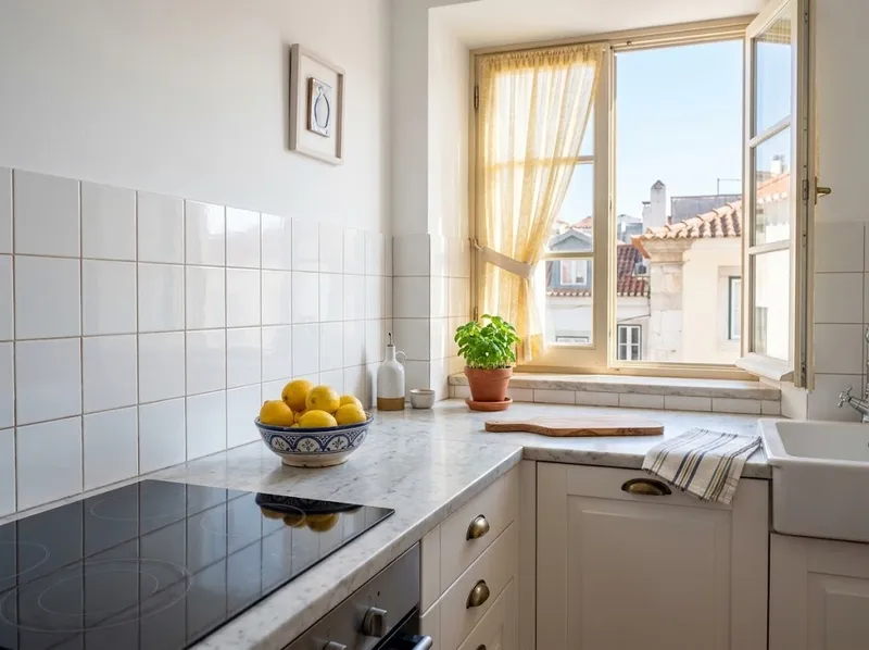 Bancada de cozinha limpa depois do tratamento